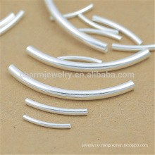 Sterling silver jewelry tube Glossy Silver Bend DIY jewelry accessories wholesale SEF010